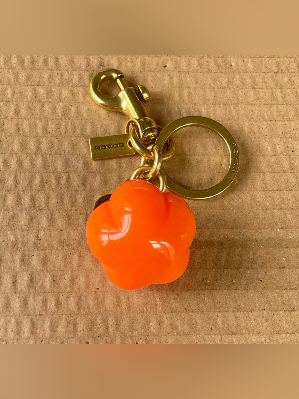 Coach Orange Pumpkin Charm ( keychain) with Gold Hardware - Picture 6 of 8
